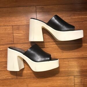 FREE PEOPLE Black Made In Italy Leather Zoe Platform Sandals